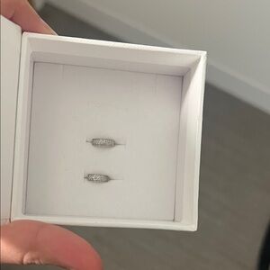 Mejuri huggie white gold pave hoops